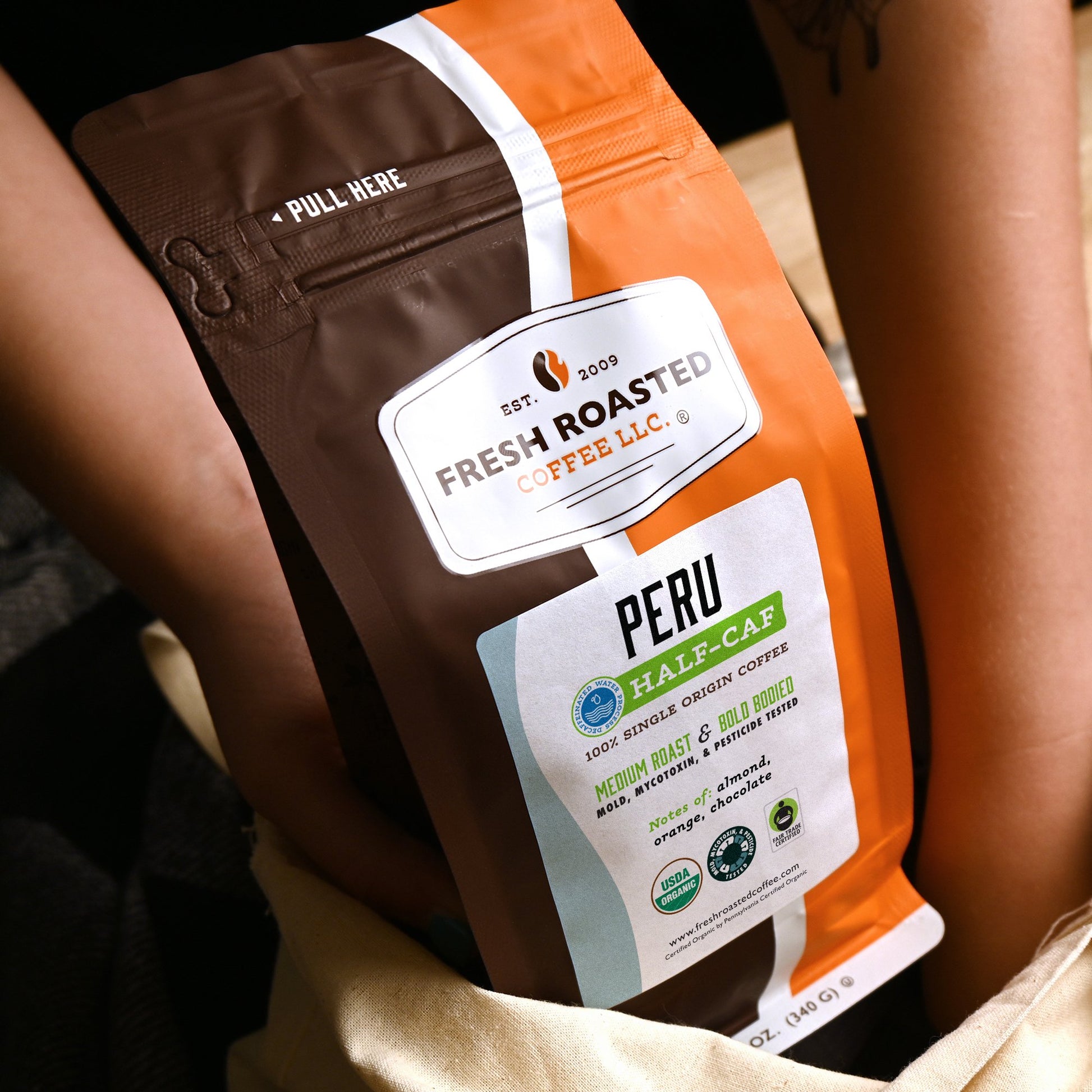 Organic Peru Water-Processed Half Caf - Roasted Coffee
