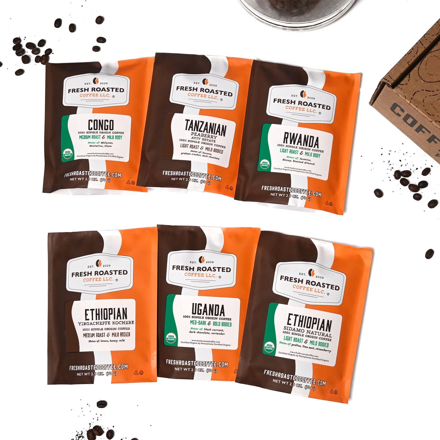 Fresh Roasted Six Pack Sampler - African Coffee