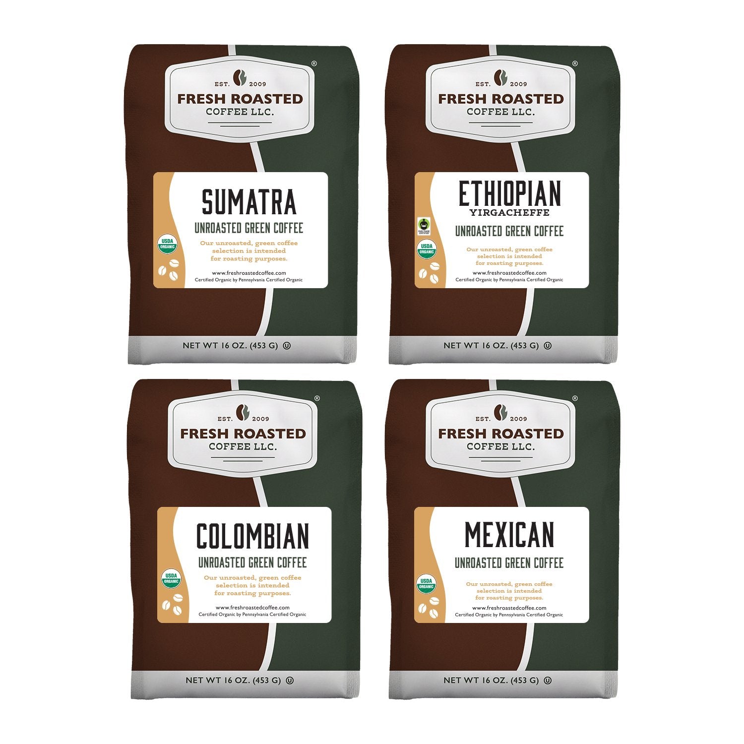 Unroasted Organic Explorer Sampler - Home Roaster's Starter Kit