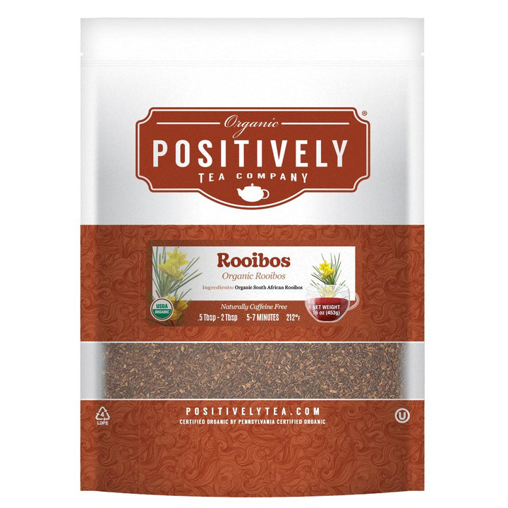 Positively Tea Company Organic Rooibos tea, 16oz bulk bag of organic red bush tea, rich in naturally sweet and earthy flavor.