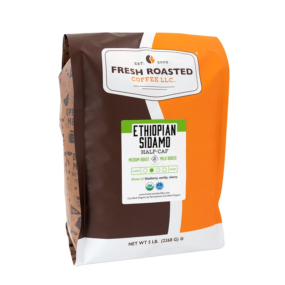 Organic Ethiopian Sidamo Swiss Water Half Caf - Roasted Coffee