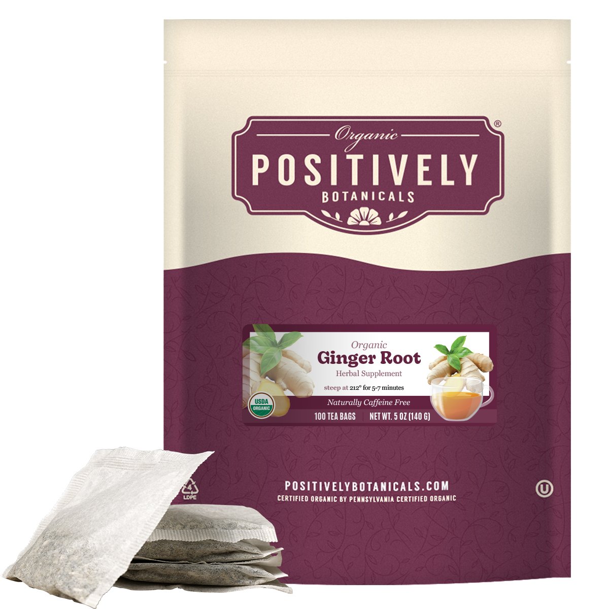 Organic Ginger Root - Botanical Tea Bags