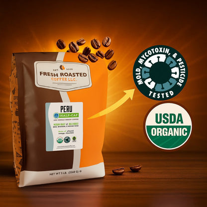 Organic Peru Water-Processed Half Caf - Roasted Coffee